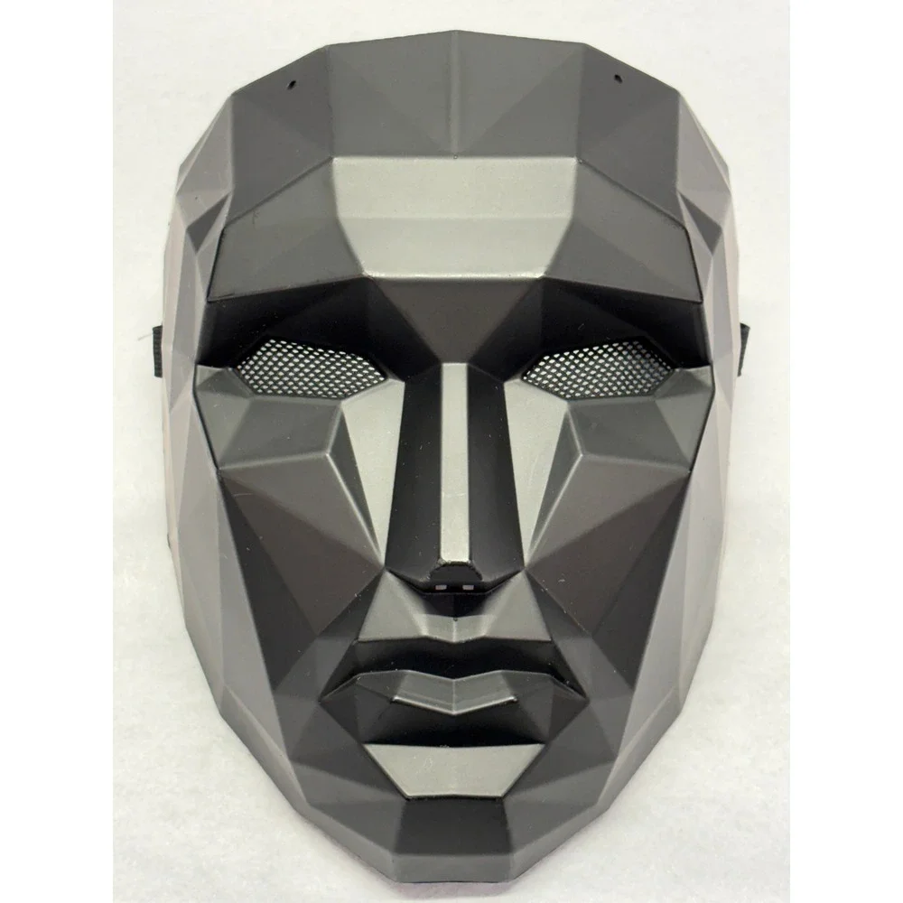 Squid Game Front Man Mask Black Geometric Cosplay Halloween Costume Accessory